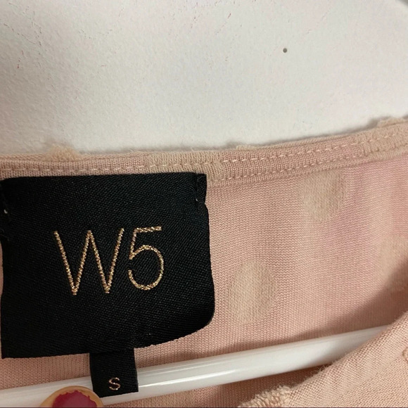 W5 Blush Polka Dot Textured Ruffled 3/4 Sleeve Blouse Pink Women’s Small Barbie - Picture 9 of 12